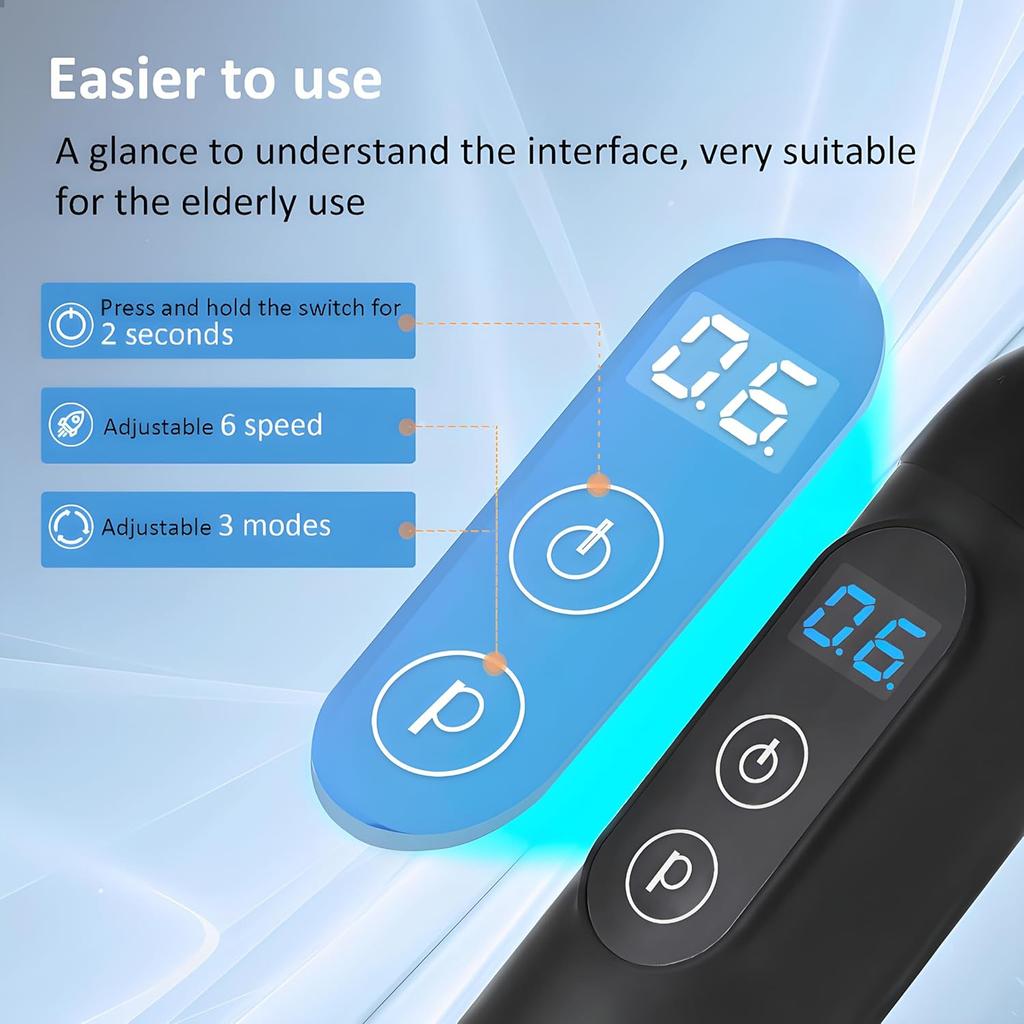 RM60 Massage Gun with Extension Handle Percussion, Percussion Massage Gun for Pain Relief, Deep Tissue Handheld Muscle Massager for Back,Relax