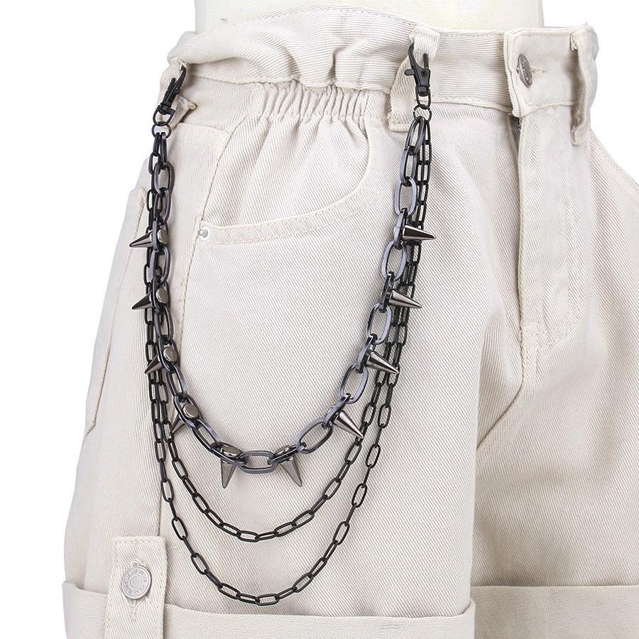 Metal Rivet Hip Hop Waist Chain For Unisex Stage Performance And Dance Costumes