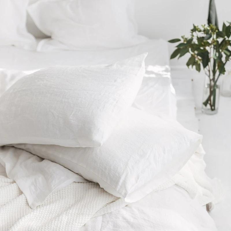 100% Linen Pillowcases, No Insert, Washed Flax Pillow Cases with Envelope Closure, Luxurious Breathable Comfy Pillow Shams