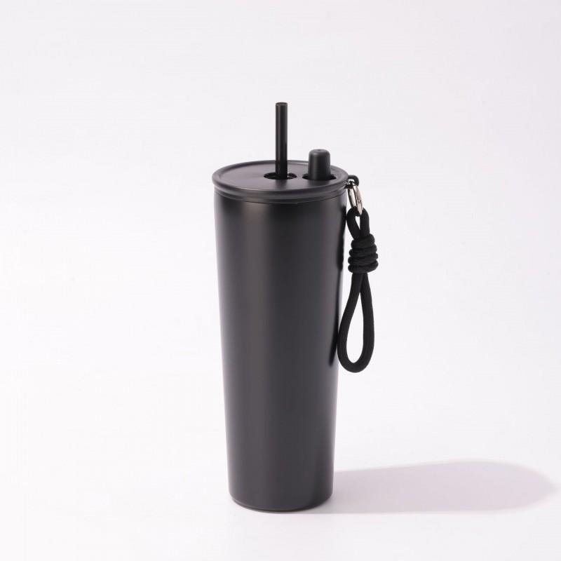 Large Capacity Vacuum Insulated Stainless Steel Travel Mug With Handle Straw Office Outdoor Use 710ml
