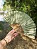 Not Stained Zhimo Natural Hemp Folding Fan with a Simple, Rustic, and Elegant Texture, Plain Color, Blank Fan