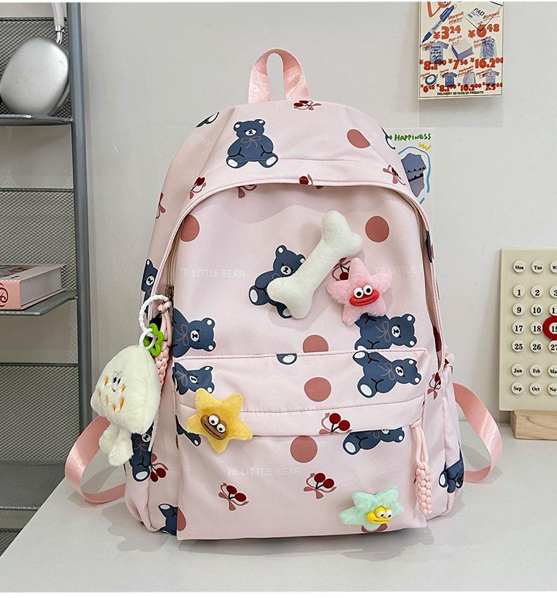 

School Bags2024 New Trend Backpack Academy Style Fresh and Cute Printing Lightweight Large Capacity School Bag Ladies Backpack рожевий