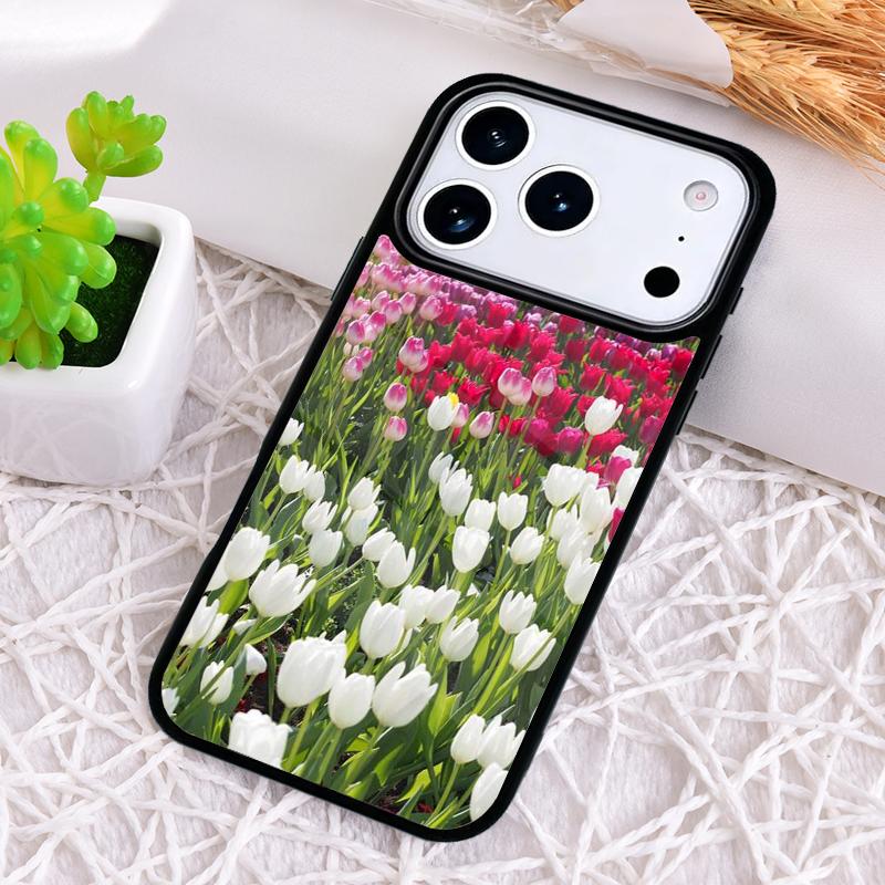 Flowery Field Flowers Tulips Phone Case for iPhone 17 Air 16 15 11 12 14 13 Pro Max Shockproof Cover