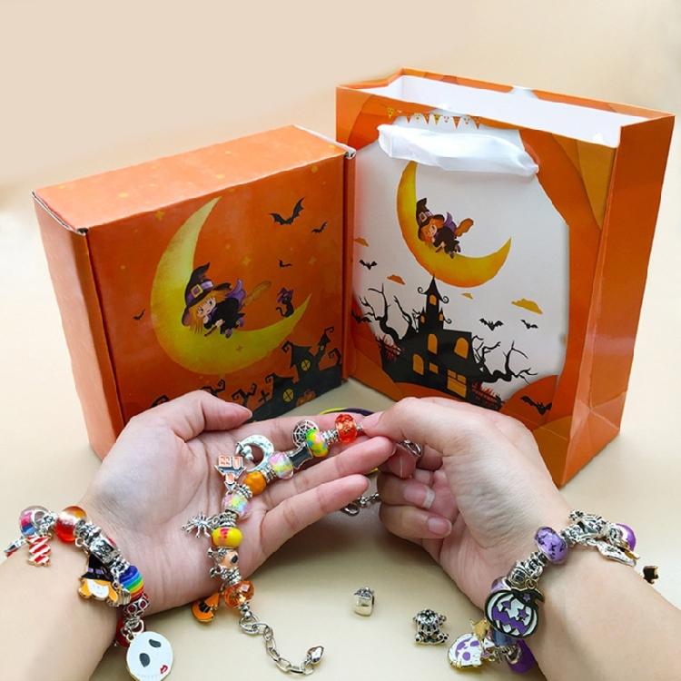 Horror Charm Bracelet DIY Halloween Link Chain Pumpkin Black Cat Bracelets
