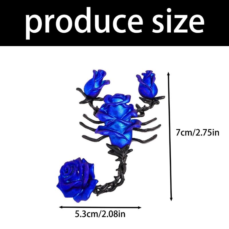 Retro Metal Scorpion Rose Brooch Handmade Drip Enamel Detailing Unique Gothic Badge Pin Accessory For Outfit