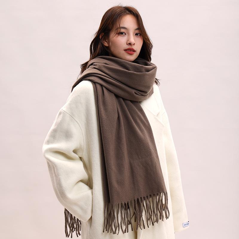 New solid color scarf women's winter versatile high-end shawl imitation cashmere fashion autumn and winter thickened scarf