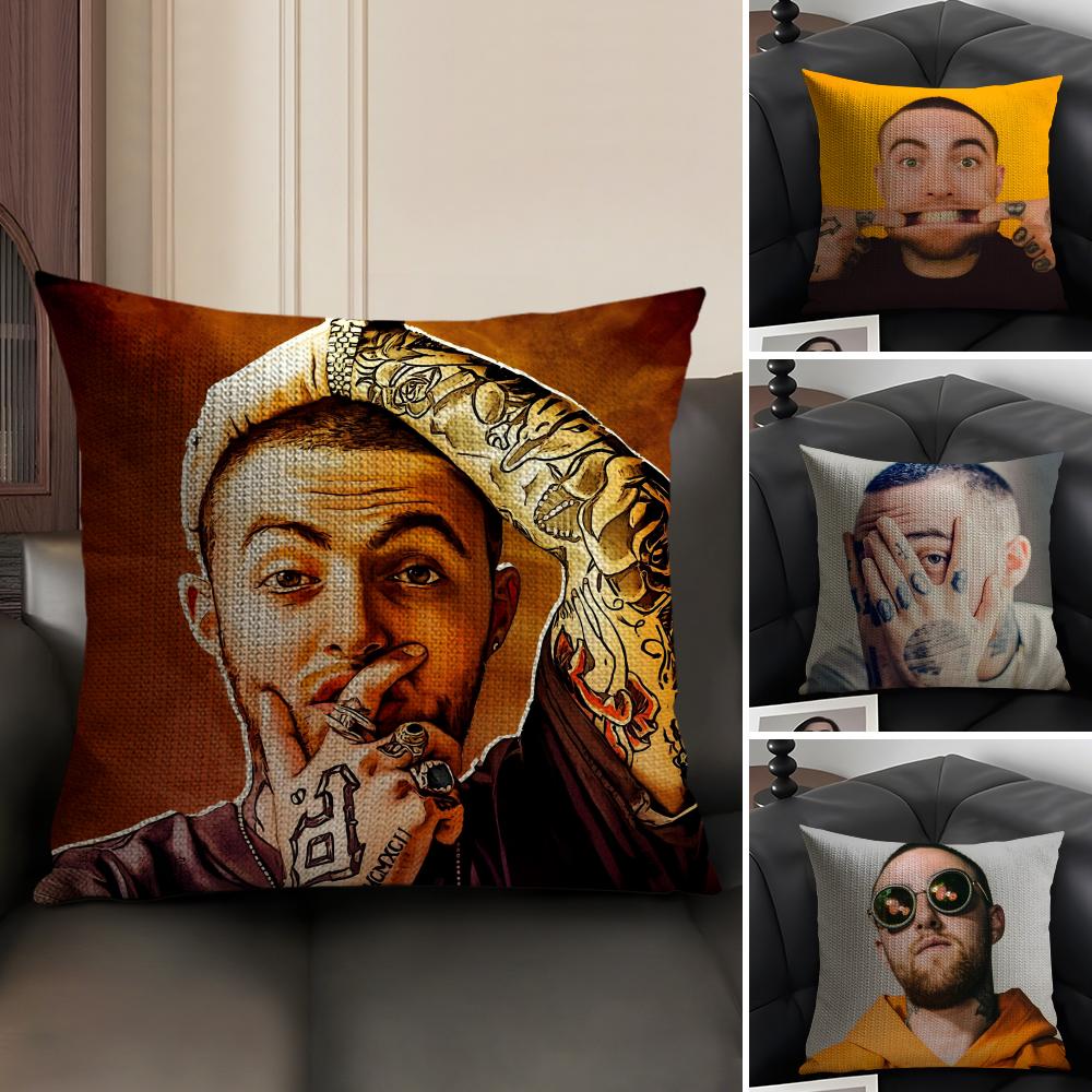 M-Mac Millerr Rapper Cushion Cover Natural Linen Organic Fabric Double-Sided Printing Sofa Home Decor Gift Pillow Case
