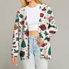Women's Fashion Long Sleeve Print V-Neck Button Loose Cardigan Top