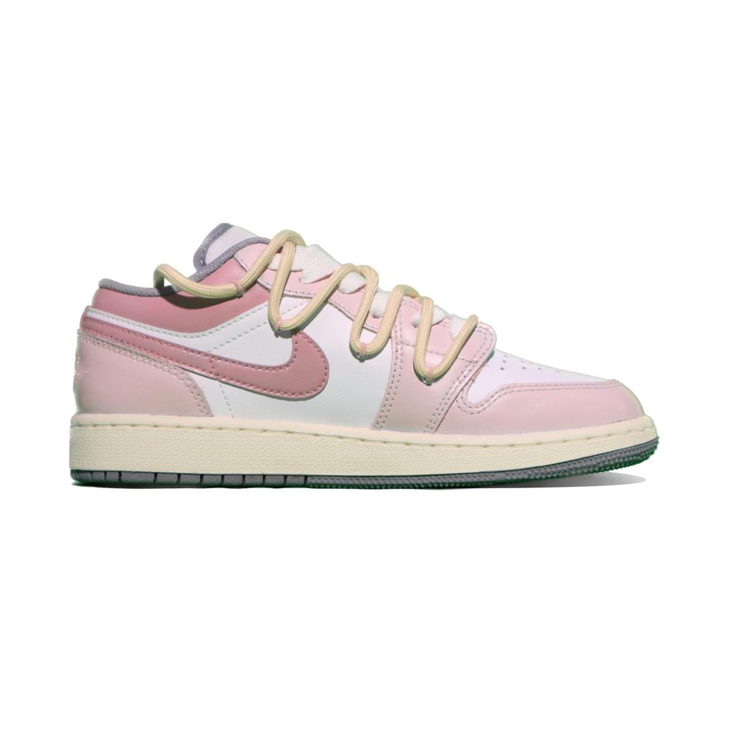 Jordan Air Jordan 1 Low Slip Resistant Abrasion Resistant Low top Vintage Basketball Shoes GS Pink 553560-053(TeamX-GS)