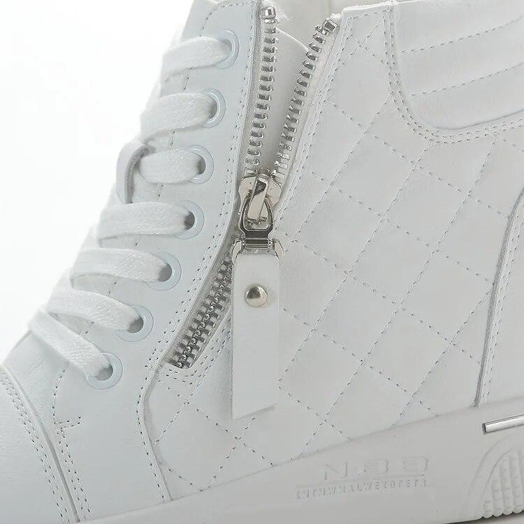 Fujin/2024 кожаные весенние ботинки на платформе из микрофибры на танкетке — фото 9