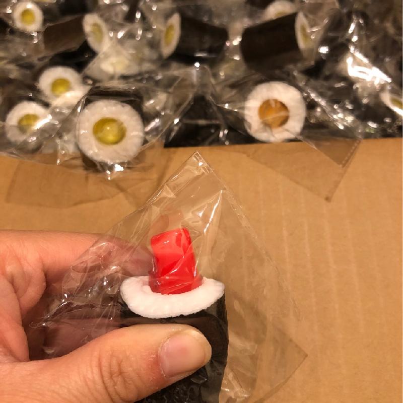 New Creativity Novelty Simulation Food Sushi Fish Bamboo Wheel Squeeze Stress Relief Toy Children'S Fun Pendants Craft Gift