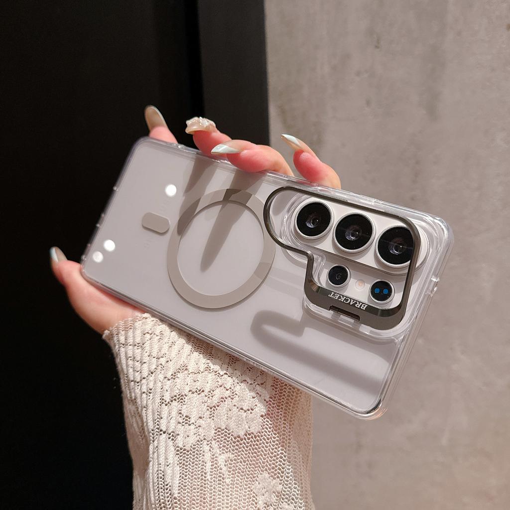 Applicable to Samsung S26Ultra mobile phone case, high-transparency acrylic magnetic lens holder S25 anti-drop hard case