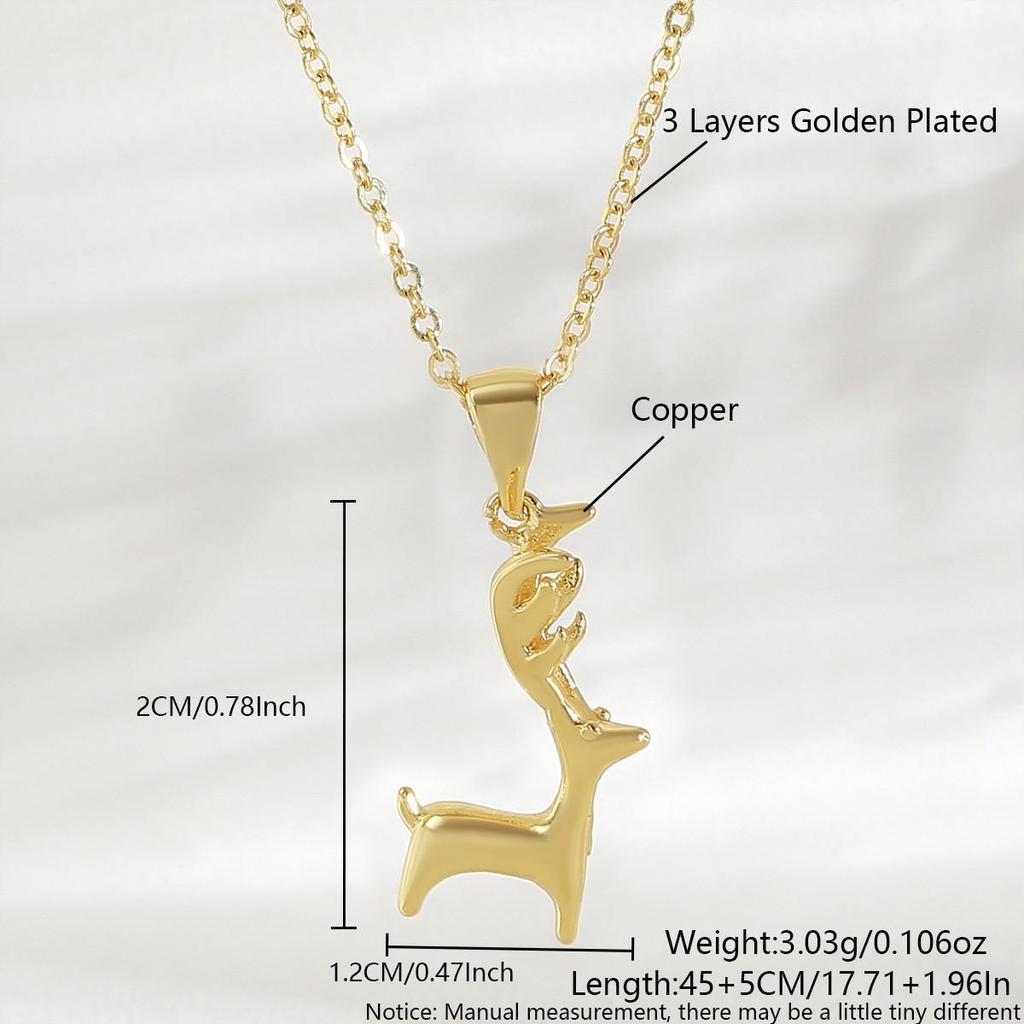 Gold-Plated Christmas Pendant Necklace: Snowman, Snowflake & Reindeer Charm - Perfect Gift for Her