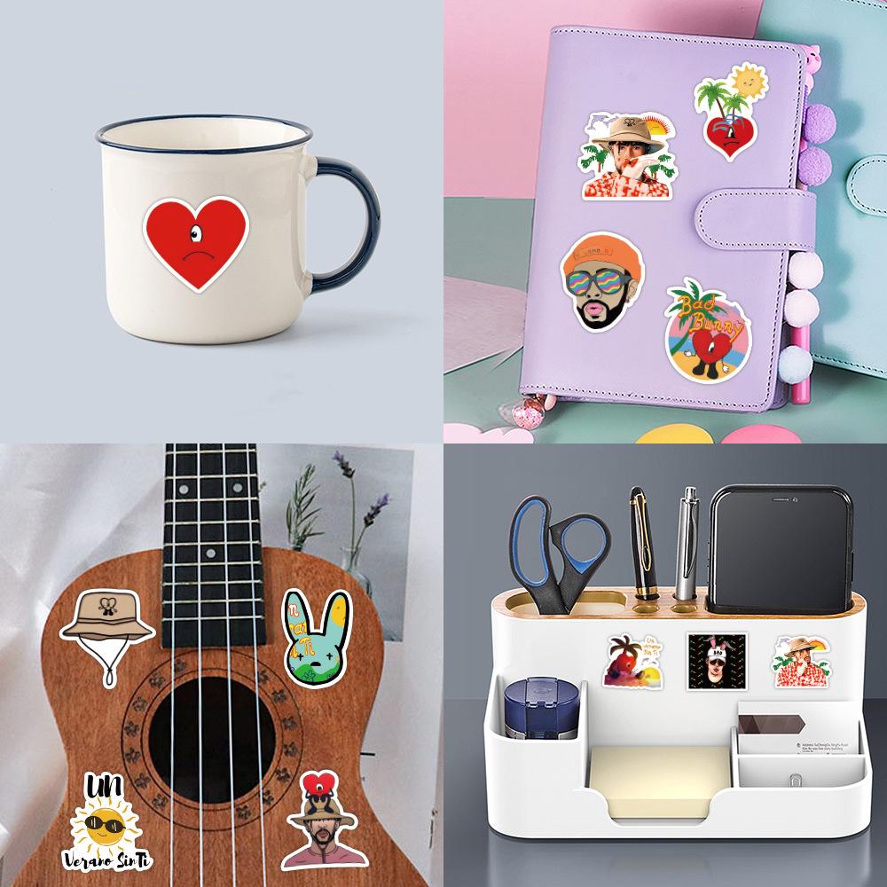 50 New Bad Bunny Graffiti Stickers Decorate Electric Car Guitar Water Cup Waterproof Stickers