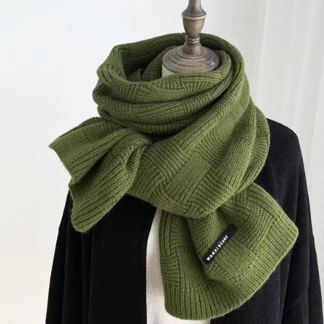 Red long label scarf girls winter outdoor warm knitting white scarf couple college style small order