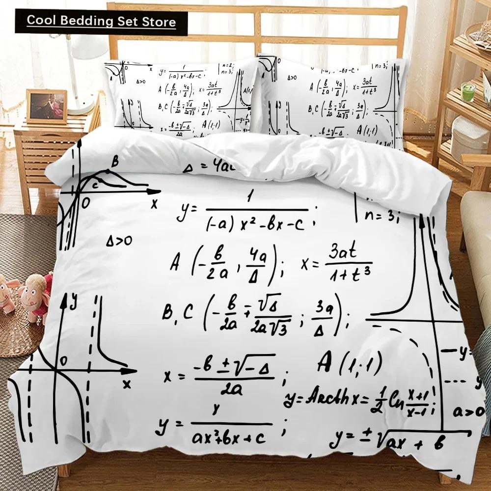 Neues Mathe-Gleichung Bettbezug-Set Queen-Size Mathematik Formel Bettwäscheset Junge Mädchen Pädagogisch Weiche Polyester Bettdeckenbezug