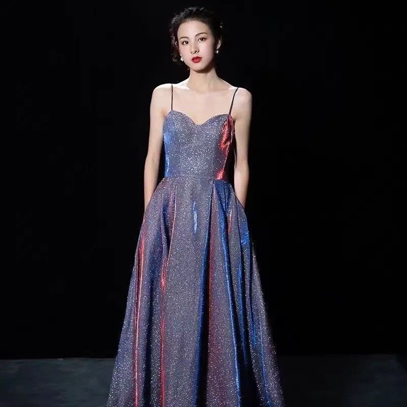 Foreign Trade Summer Birthday Party Dress Banquet Annual Meeting Sling Slimming Starry Sky Evening Dress Jumpsuit DRESS