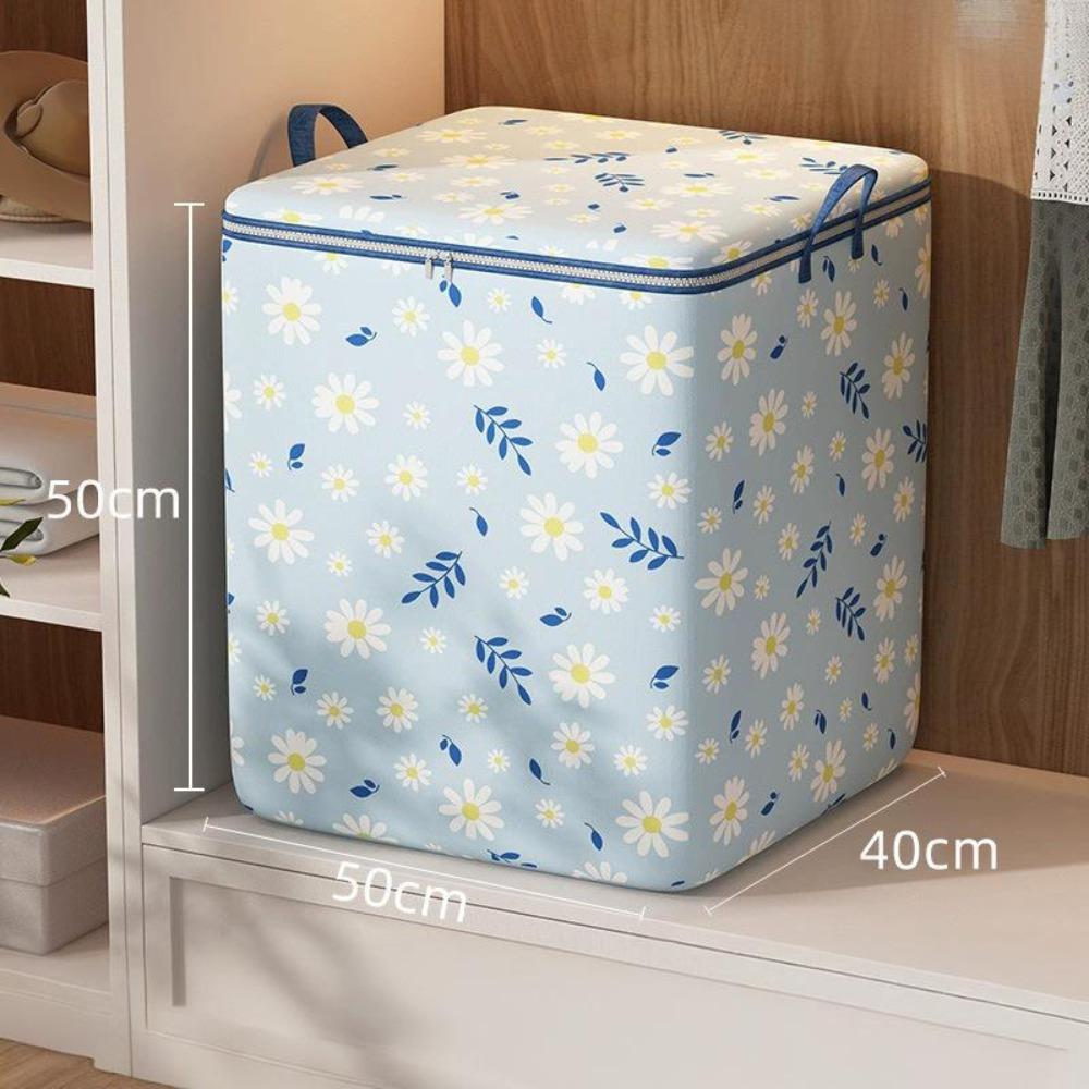 

Сумка для хранения одеял с узором «Ромашка», сортировочная коробка на молнии, прочные контейнеры для хранения одеял Blue-110L