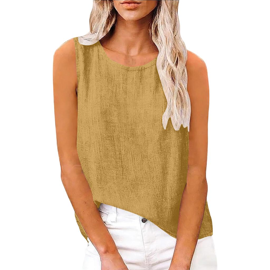Women's Sleeveless Cotton And Linen Top For Spring And Summer