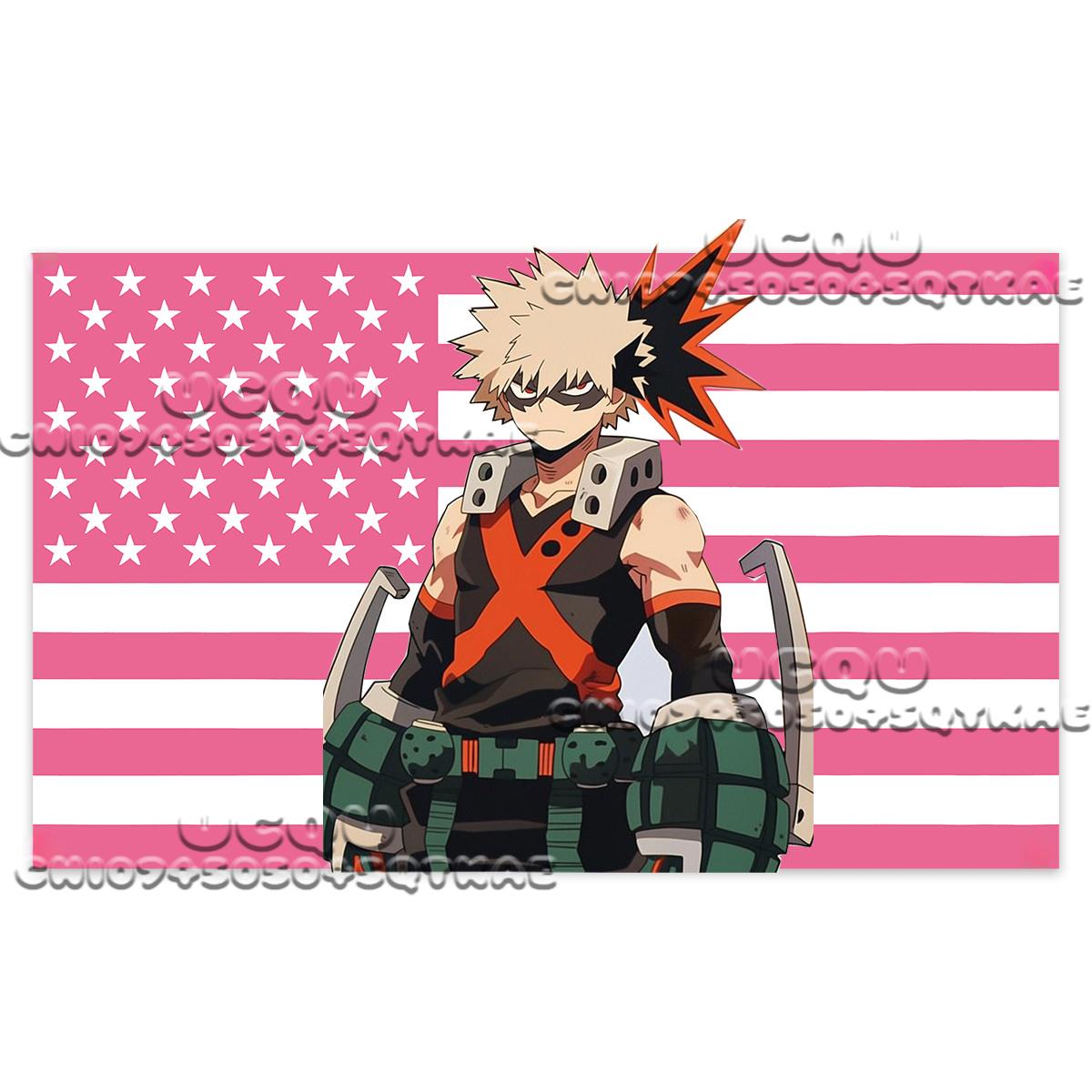 

Моя Геройська Академія Бакуго Кацукі Гобелен з американським прапором Аніме Прикраса для фону Гуртожиток Узголів я ліжка Живий фон Тканина 60x40in