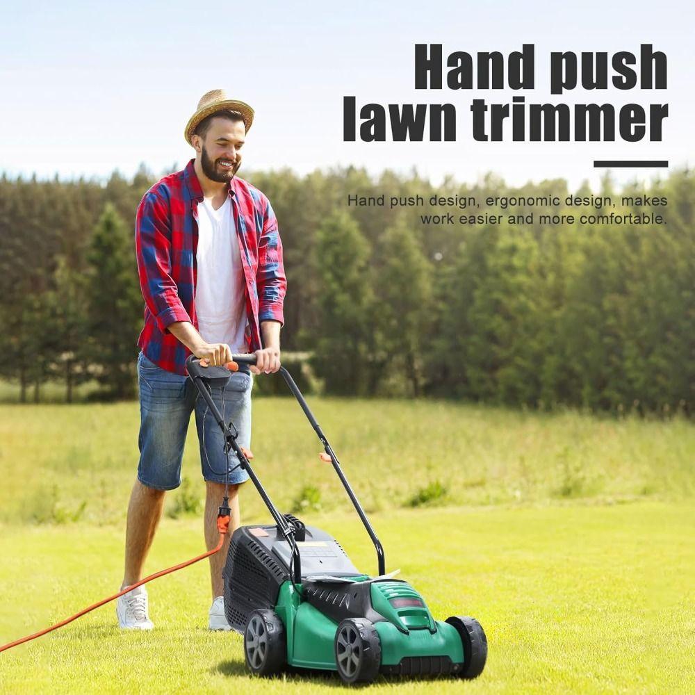 1600w Hand-Pushed Electric Lawn Mower Push-Style Powerful Electric Self-Propelled Lawn Mower Adjustable Foldable