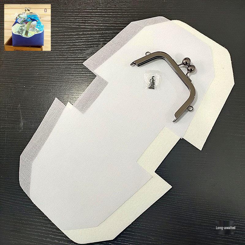 DIY Lazy Person Purse Kit: Stiff Frame, Cotton Cut, Auxiliary Materials & Pins Included