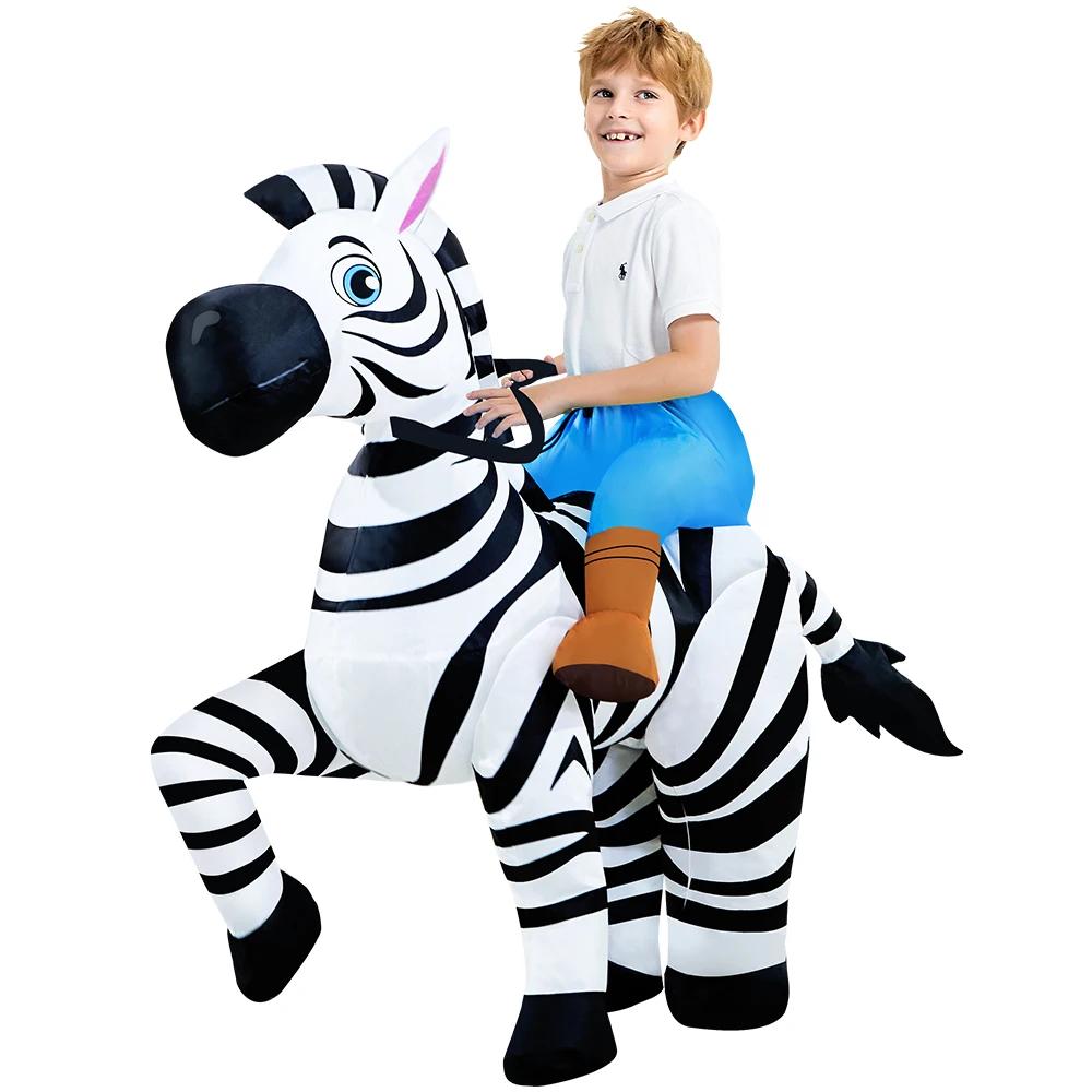 Dziecięcy Nadmuchiwany Kostium Zebra Do Jazdy Zabawny Nadmuchiwany Kostium Zwierzęcia Dla Chłopców Dziewczynek Halloween Karnawał Impreza Przebranie Cosplay