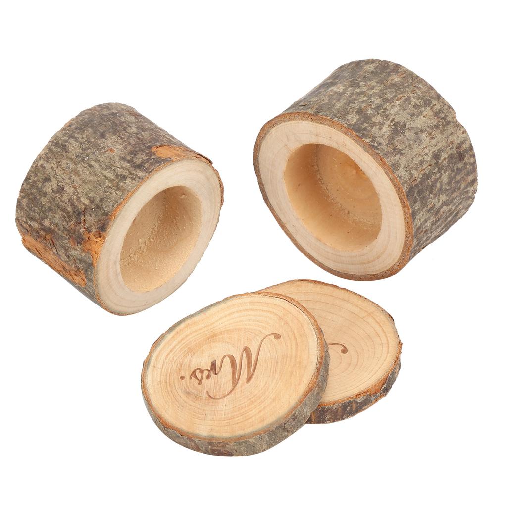 2Pcs Ring Box Portable Wooden Retro Design Ring Bearer Box for Weddings Handicrafts DIY Gifts
