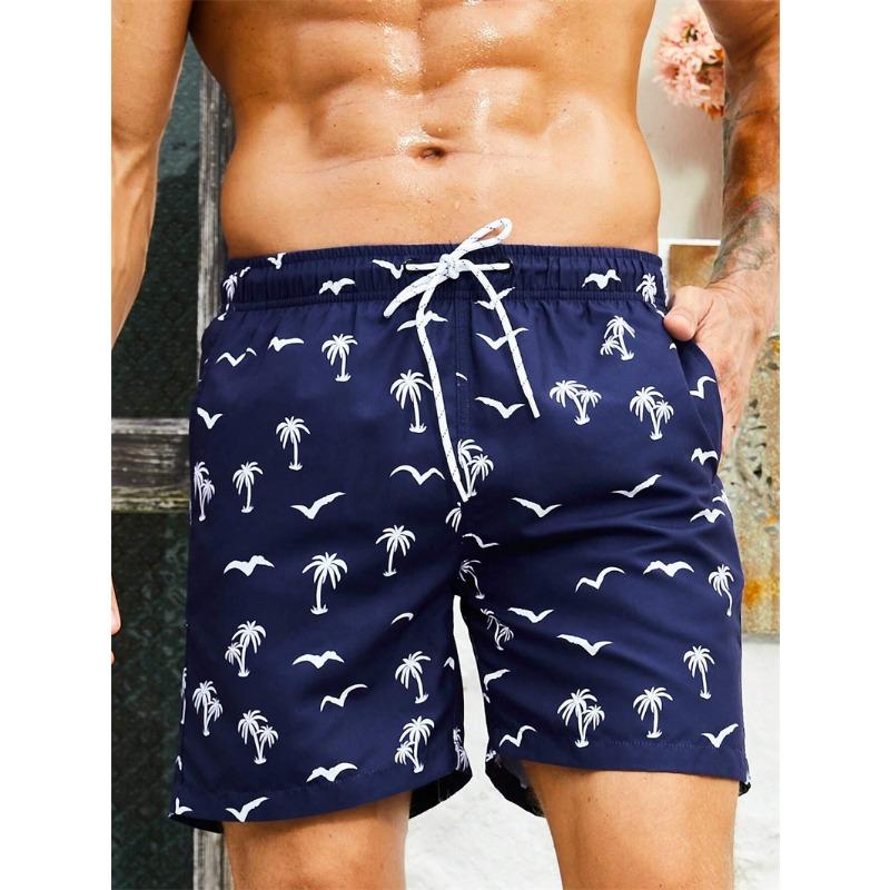 New Men's Board Shorts Swim Shorts Swim Trunks Drawstring Elastic Quick Dry Short Beach Hawaiian Casual Swimming Beach Shorts