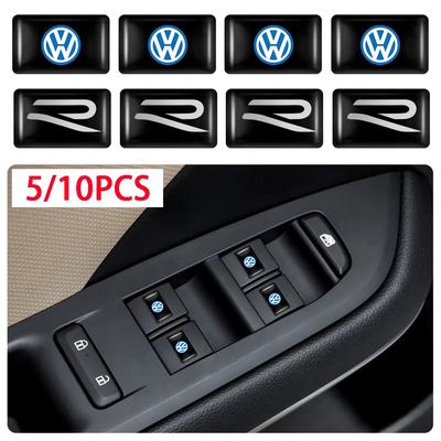 5_10 Stück VW R Auto Logo 3D Epoxid Aufkleber Decals Für Volkswagen Jetta Lavida Bora polo passat b6 b8 mk6 golf Rline CC Zubehör RE8