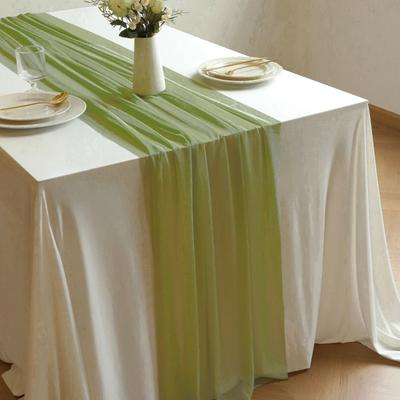 Reusable Sheer Chiffon Table Runner Solid Color Soft Gauze Table Runner Washable Sheer Fabric Chiffon Table Runner Dinning Table