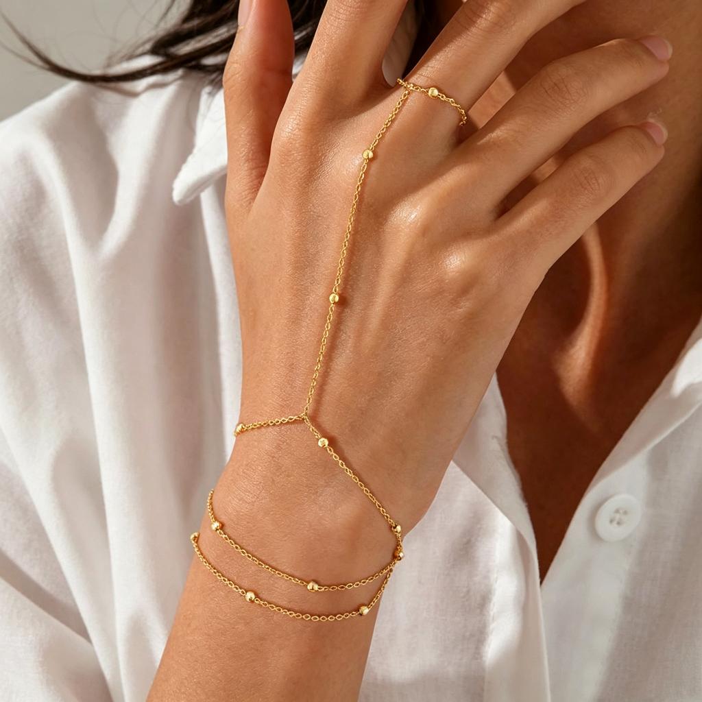Charm Female Metal Round Bracelet Gold Color Wedding Jewelry For Women
