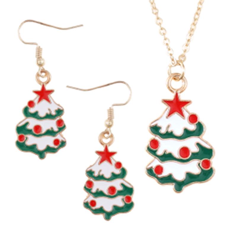 Trendy Christmas Jewelry Set: Santa Claus Earrings & Necklace
