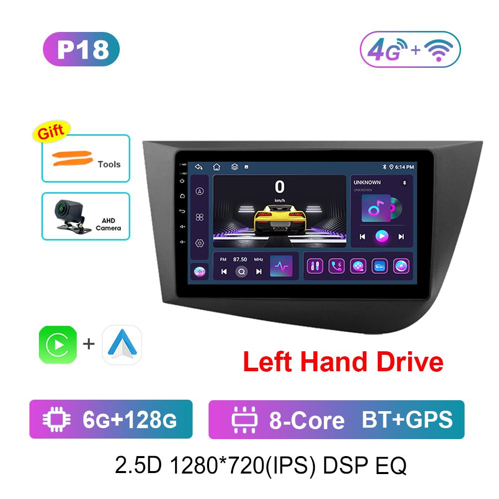 9 Inch Left Hand Drive GPS Navigation Android OS for Seat Leon 2 2005 - 2012 4G DSP Stereo Car Radio Multimedia Player WiFi BT