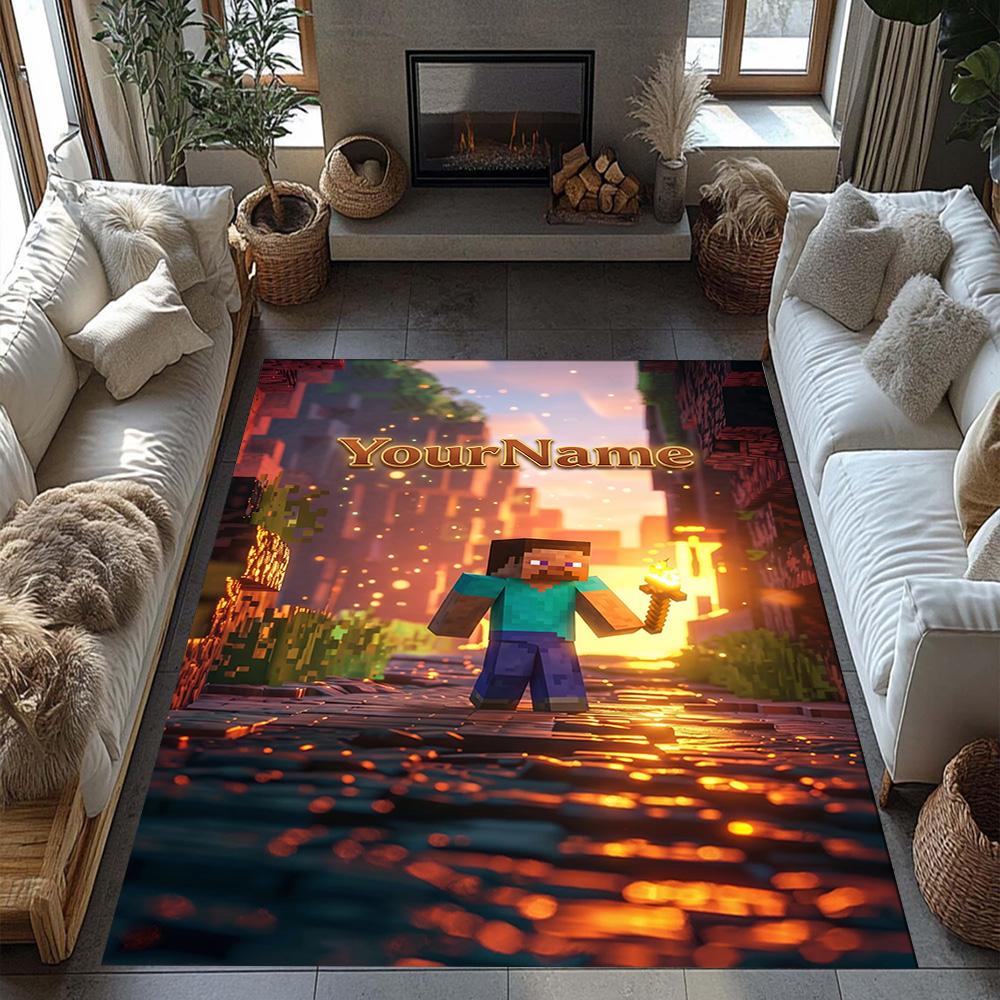 Minecraft 56 Customizable Name Carpet Perfect for Outdoor Decorate room Playrooms Dining Room Anti-slip Rug Office home decor Birthday/Christmas Gift