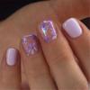24 Pieces Short Square False Nail with Flower Designs Glossy Full Cover Acrylic Nail Winter Artificial Nail Manicure