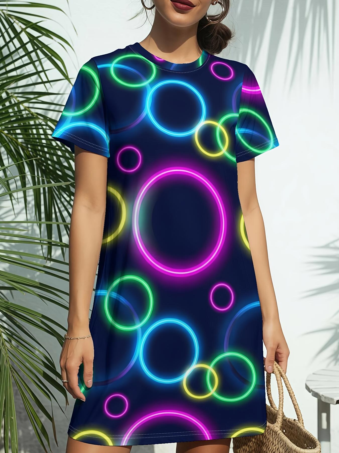 

Short Sleeve Crew Neck Dress for Women. Featuring a Trendy American Digital Print. Ideal for Casual Wear in Spring And Summer. This Elegant An Stlis 8XL дубильна кора