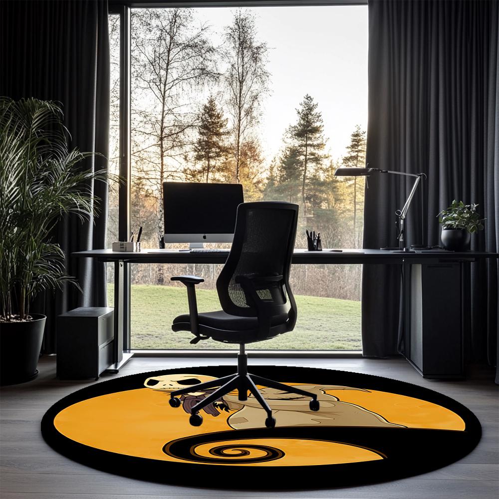 The Nightmare Before Christmas Printed Round Rug Carpet Chair Rug Area Rug Entryway Doormats,for Office Chair Living Room Bedroom Kitchen Room.