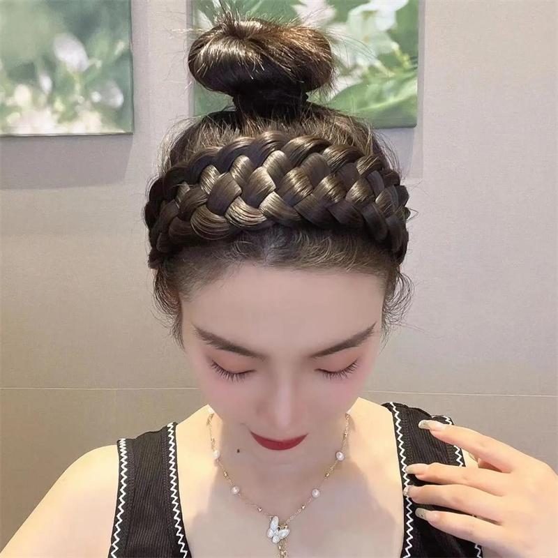 Fashion Women's Plaited Heat Resistant Fiber Headbands Non Slip Toothed Plastic Hair Hoops Adult Daily Shopping Headpiece