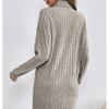 Fashion Elegant Fall Winter High Neck Drop Shoulder Ribbed Dress