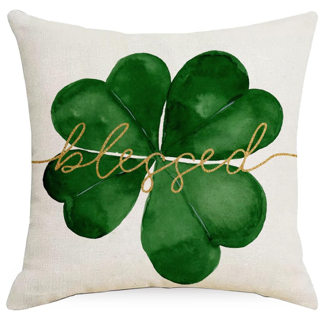 St. Poszewka na poduszkę na Dzień Świętego Patryka Zielona z nadrukiem czterolistnej koniczyny Pokrowiec na poduszkę na sofę Poduszka domowa