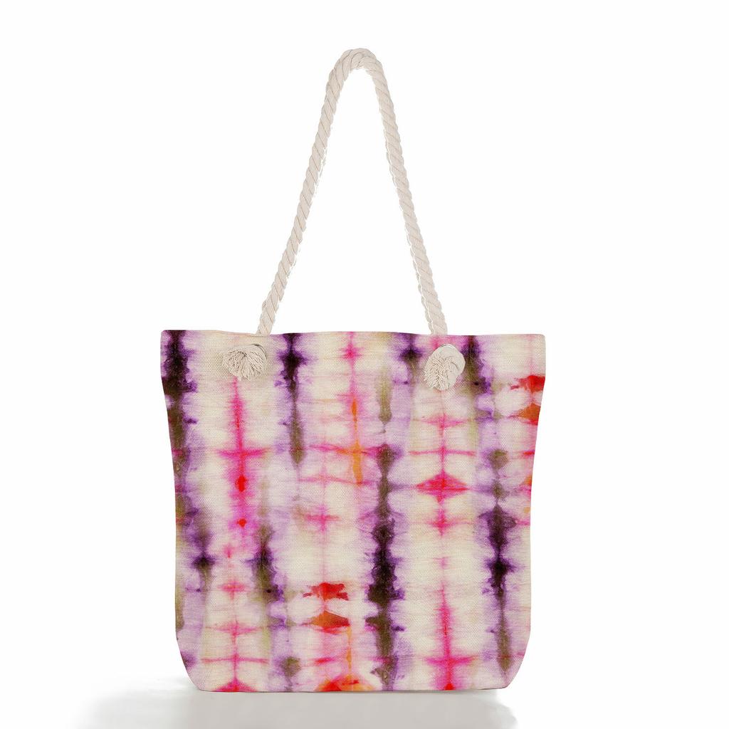 Colorful Print Thick Rope Single-shoulder Beach Bag 7208