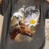 Retro Horse Daisy Shirt, Vintage Moon Animal Tee, Celestial Horse Art, Aesthetic Floral Wildflower Tshirt, Cottagecore Horse Lover Gift Idea
