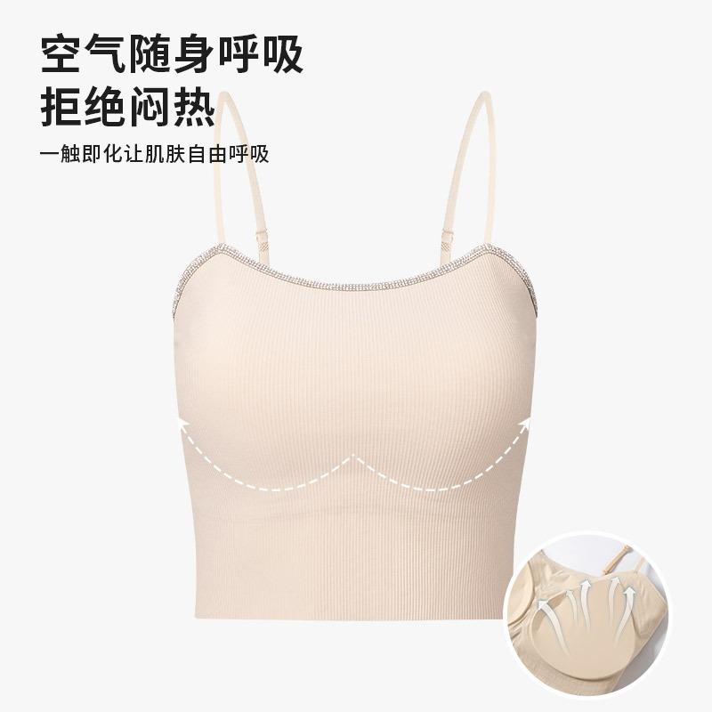 Point Drill with Chest Pad, Sling Vest, Women's Inner Underwear, Slim-fitting Outer Wear, Short Hollow Back Top