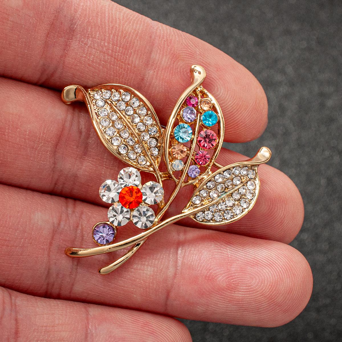 Elegant Rhinestone Flower Bouquet Lapel Pin