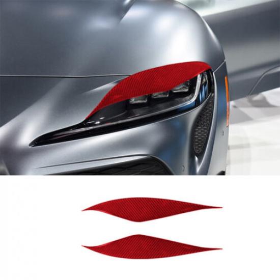 2 шт. Красные накладки на фары из углеродного волокна, накладки на веки для Toyota Supra A90