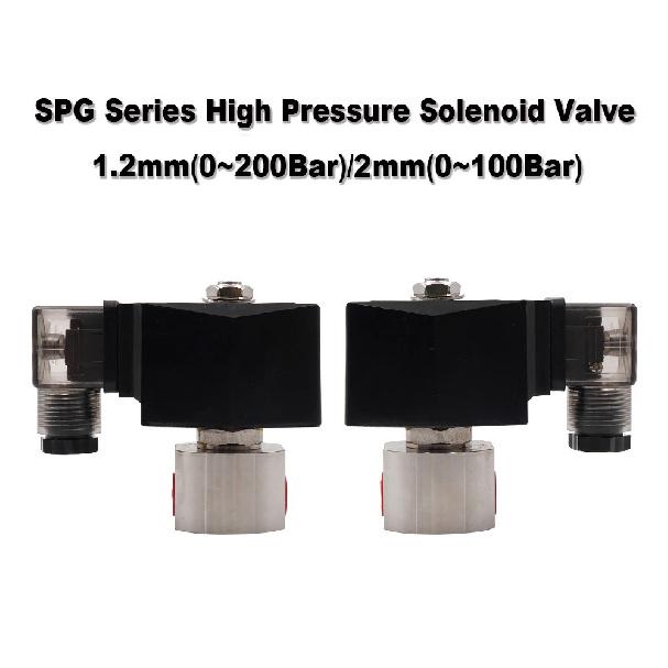 304 Stainless Steel 2 Way High Pressure Normally Closed Solenoid Valve G 1/4" 1/8" AC220V DC24V Orifice 1.2mm 200Bar 2mm 100Bar