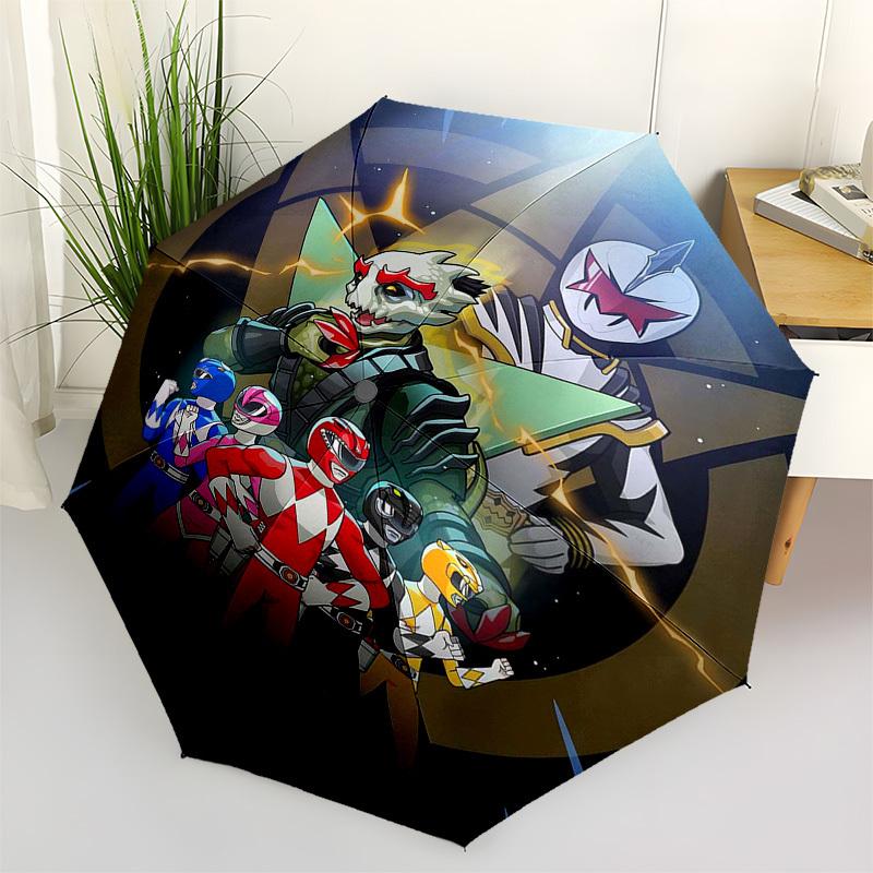 

1pc Power Rangers Automatic Opening Folding Umbrella with 8-Rib Iron Frame, Portable Outdoor for Fans, Travelers, Daily Use, and Festive Gifts.Y097
