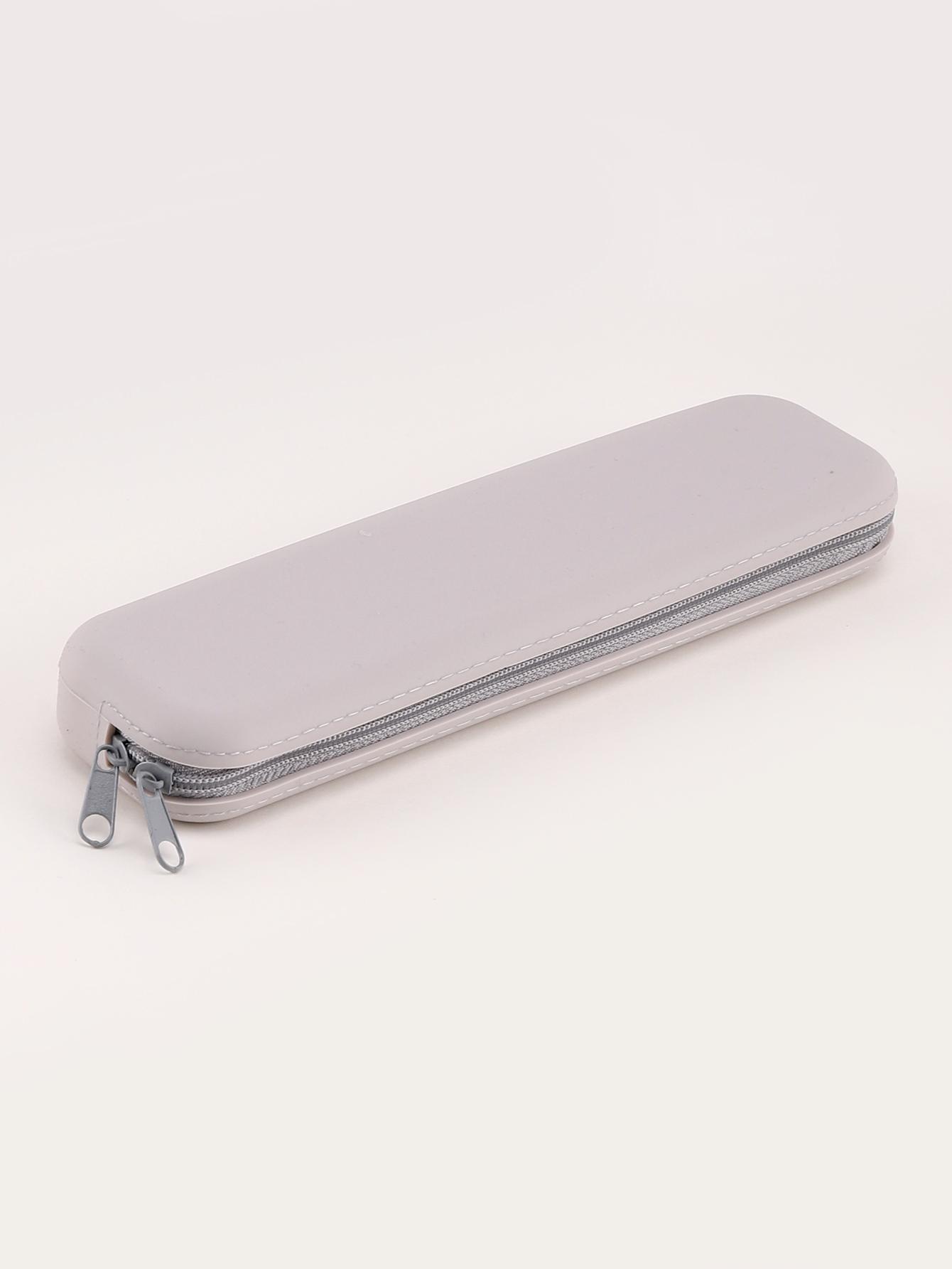 

1pc Waterproof Pencil Case Back To School Large Capacity Pencil Case Pouch Supplies Stationary Durable Pencil Case світло-сірого кольору