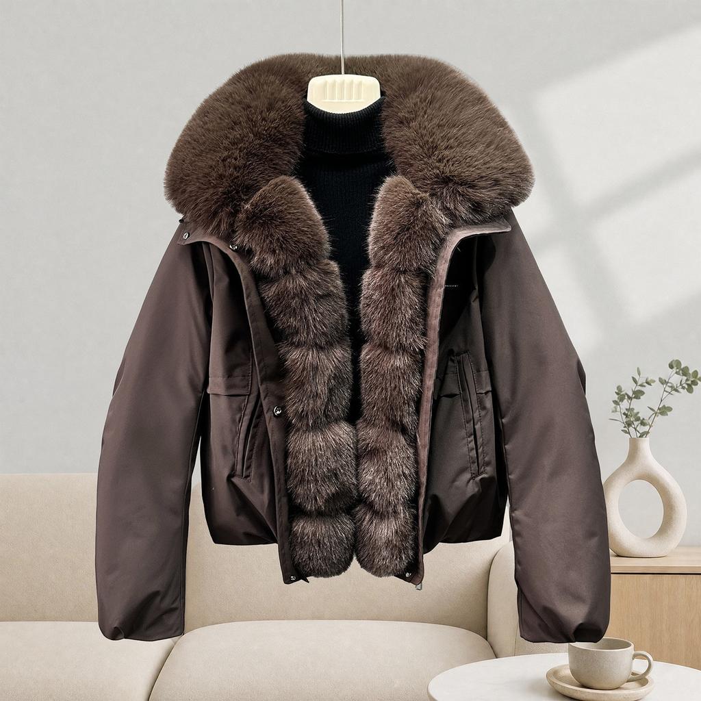 Hot-selling short cotton clothes winter new imitation fox fur down cotton-padded clothes women's loose pie overcome outside